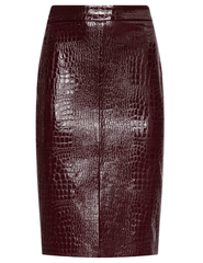 view of L’AGENCE Violetta Vegan Leather Pencil Skirt Dark Port