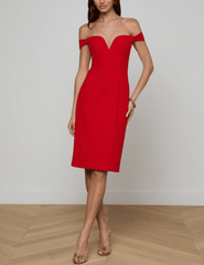 Front view of L’AGENCE Vivie knee-length red dress