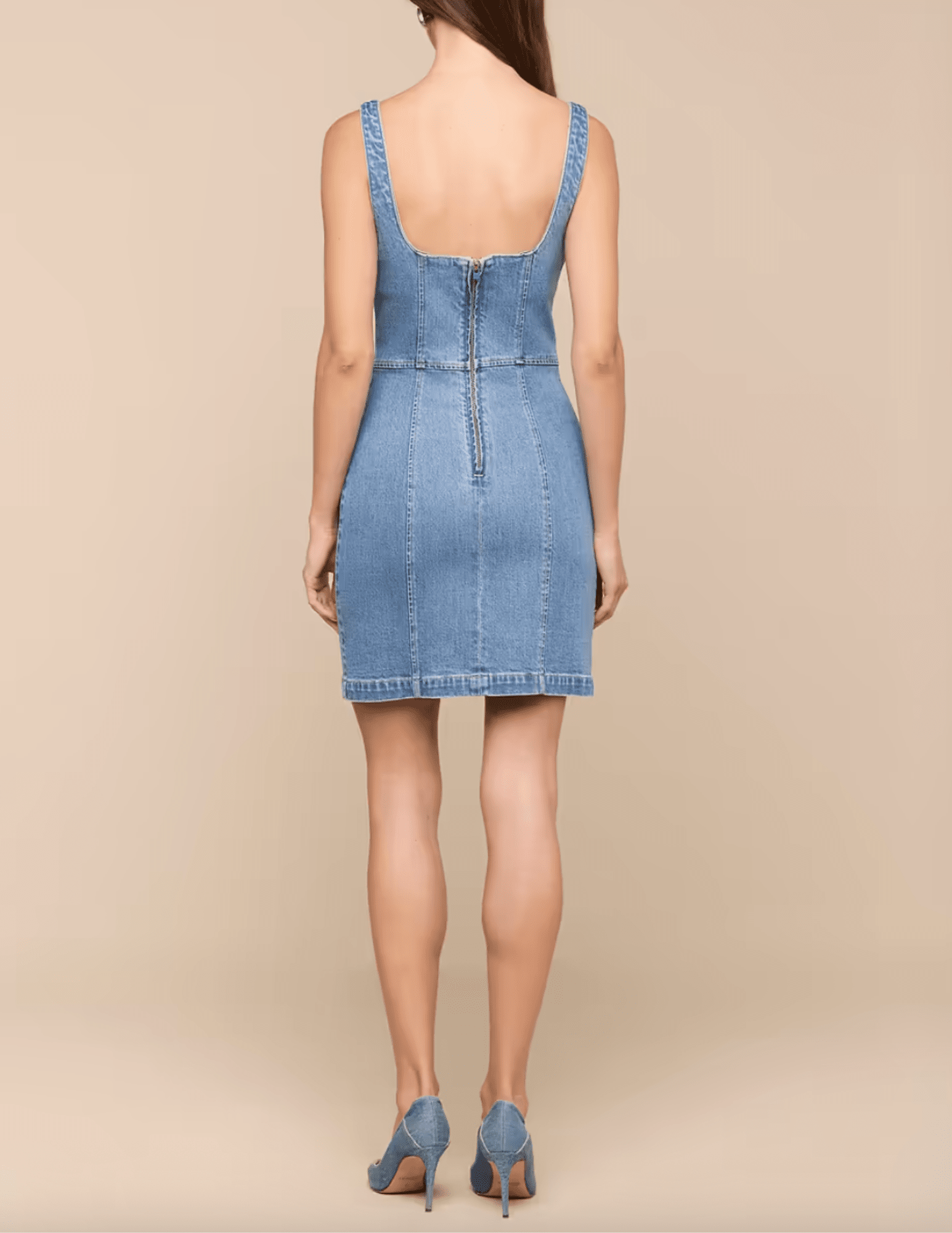 L'AGENCE Vynna Denim Mini Dress in Scottsdale wash back view