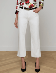 Front view of L’AGENCE Wanda High Rise Cropped Wide Leg Jean in Blanc