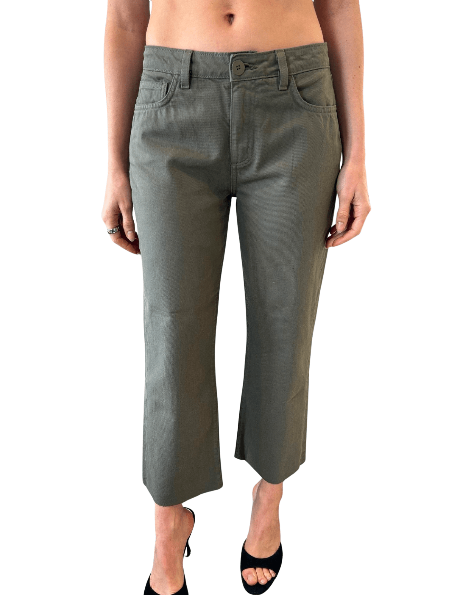 Front view of L'AGENCE Wanda high rise cropped wide leg jean in smokey olive