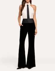 L'AGENCE Wren Necktie Poplin Top White & Black full body view