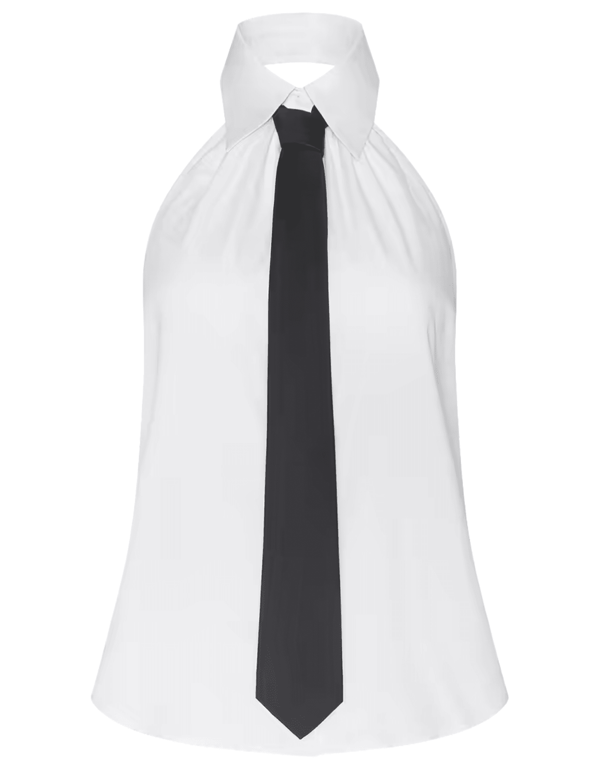 L'AGENCE Wren Necktie Poplin Top White & Black