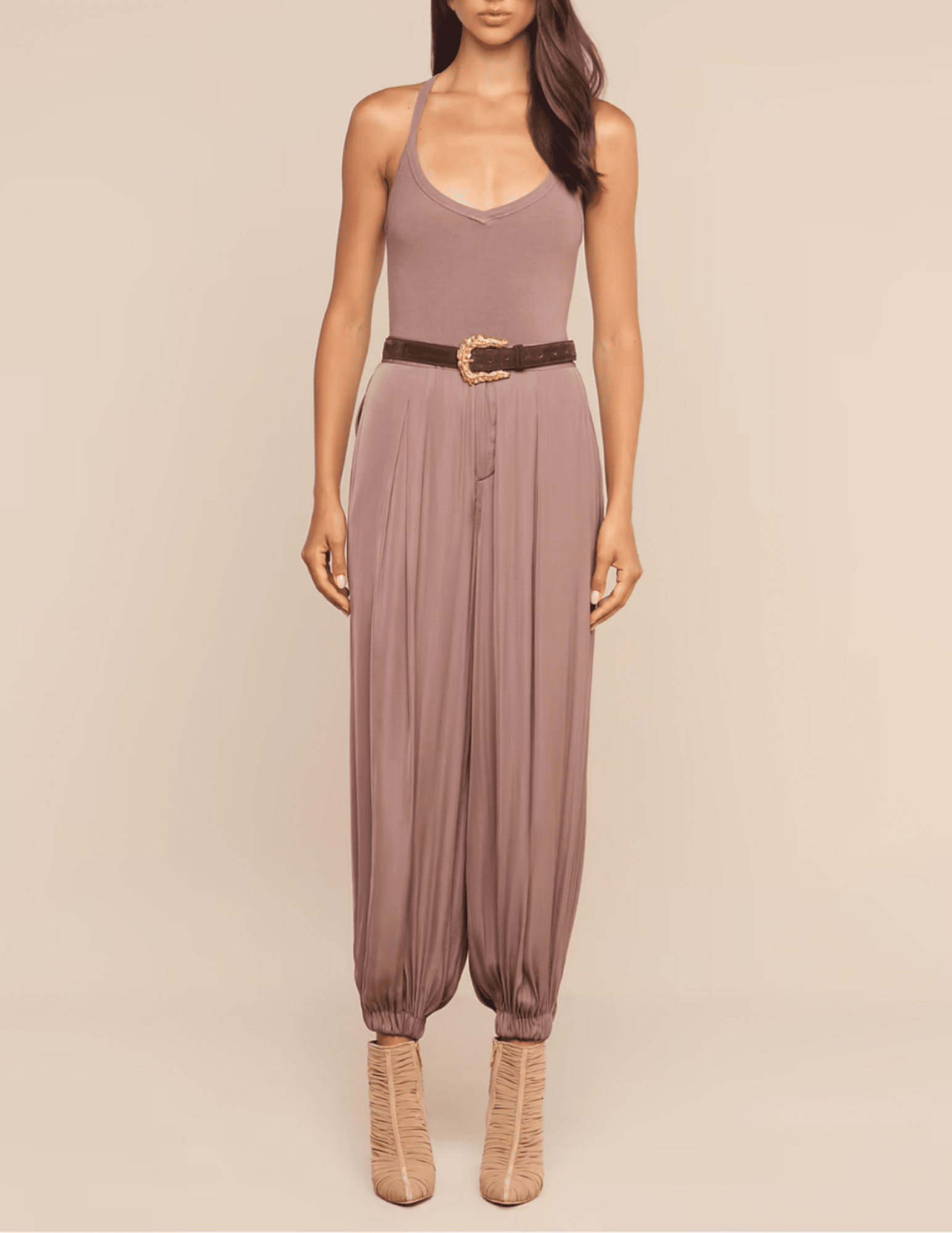 L'AGENCE Wrenna Racerback Bodysuit in Cardamom with palmer pant