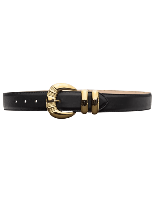 L’AGENCE Yarros Leather Belt in Black