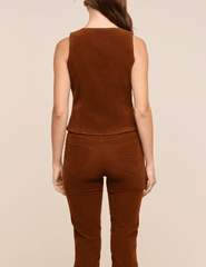 Back view of L'AGENCE Yelena Corduroy Vest in Java