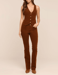 L'AGENCE Yelena Corduroy Vest in Java with matchin pant