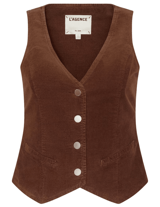 L'AGENCE Yelena Corduroy Vest in Java