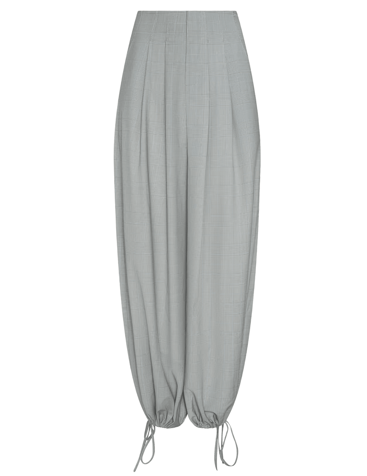 L'AGENCE Ysola Drawstring Hem Pant in Ivory Tan Blue Plaid