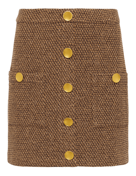 L'AGENCE Zander Button Front Mini Skirt in Hot Fudge Cinnamon