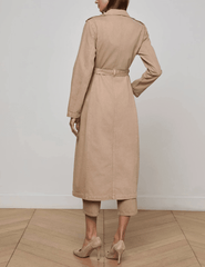 L’AGENCE Zavia Jean Trench Coat in Dark Cappuccino with gold buttons