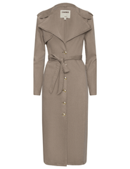 L’AGENCE Zavia Jean Trench Coat in Dark Cappuccino with gold buttons