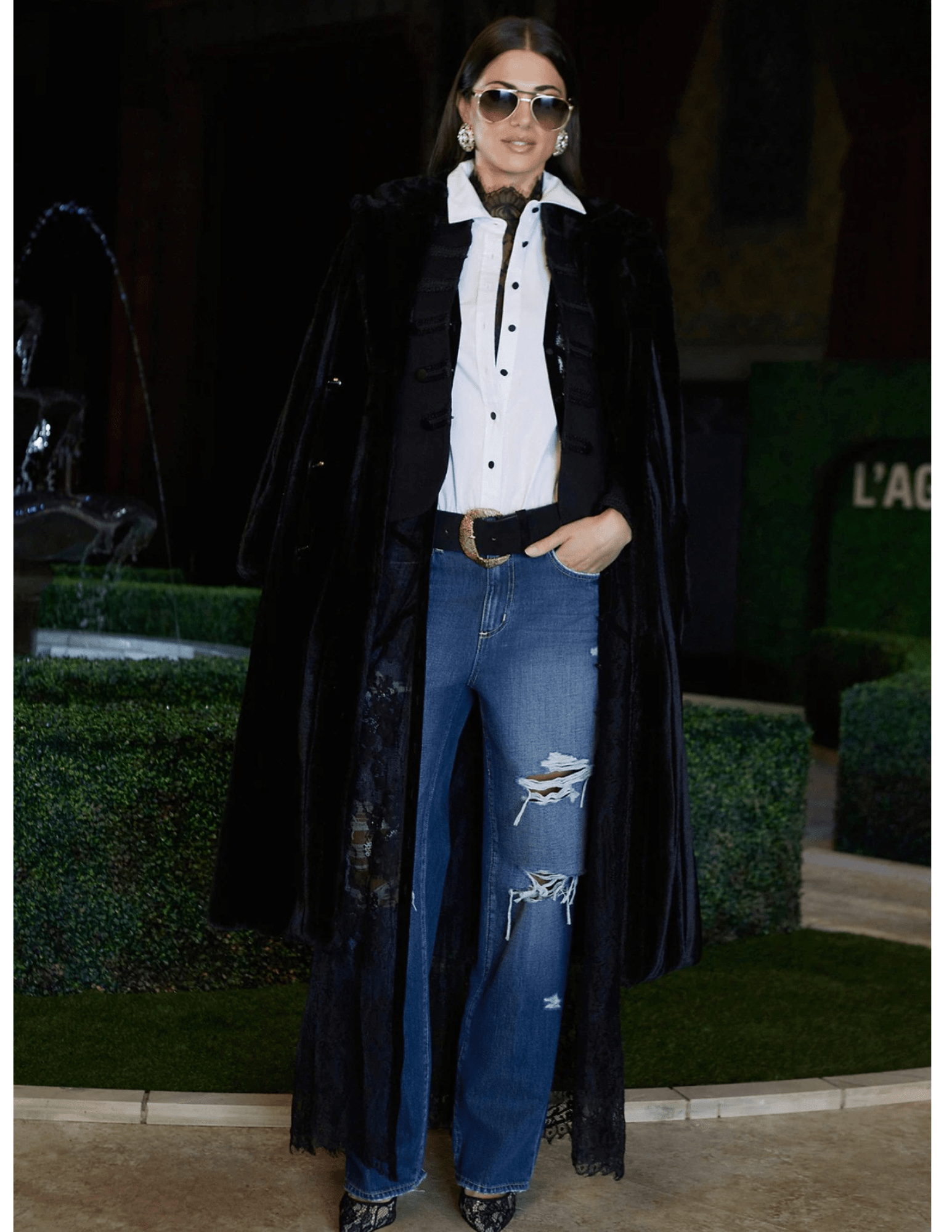 Styled outfit with L'AGENCE Zelda Slouchy Straight Jeans in Atlantis Destruct