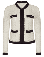 L'AGENCE Zephyra Pointelle Cardigan in Ivory and Black