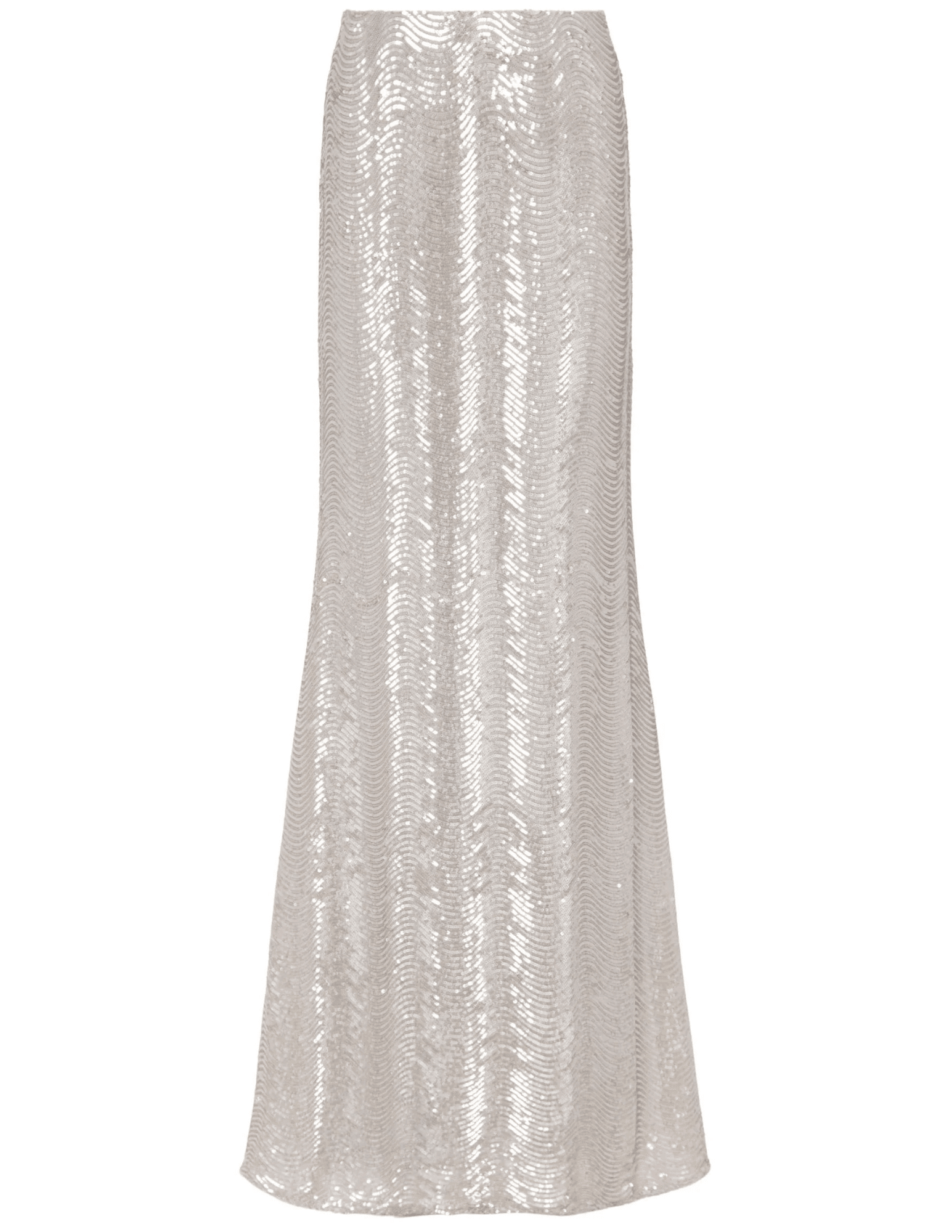 L’AGENCE Zeta Sequin Maxi Skirt in Silver Sequin Swirl