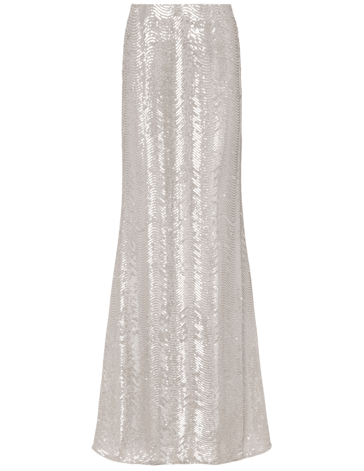 L’AGENCE Zeta Sequin Maxi Skirt in Silver Sequin Swirl
