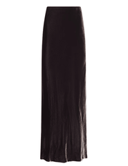 L'AGENCE Zeta Velvet Maxi Skirt in Dark Java featuring a flattering high waist and flowing velvet fabric.