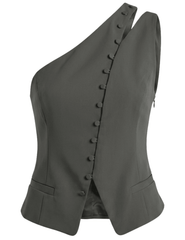 L'AGENCE Zinnia One Shoulder Vest Ash Olive