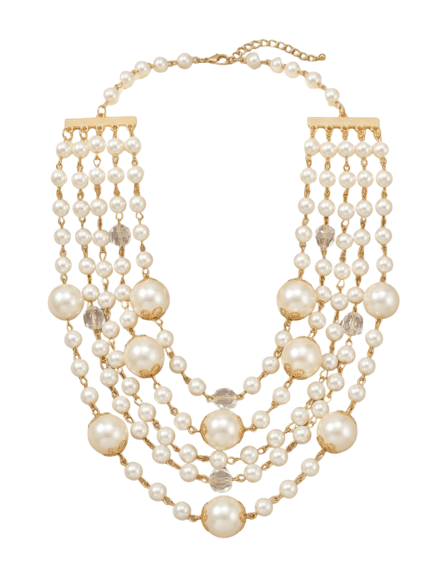 Fleur de Camélia Moira Layered Pearl Necklace in Gold and Ivory