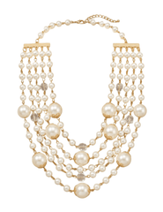 Fleur de Camélia Moira Layered Pearl Necklace in Gold and Ivory