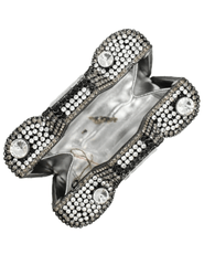 Fleur de Camélia Naomi Rhinestone Camera Clutch in black with rhinestone detailing.