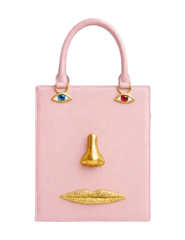 MAISON VERROU Celeste Face Leather Handbag in Light Pink