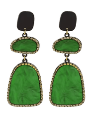 Black and green abstract resin dangle earrings