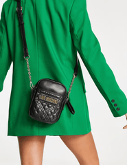Love Moschino Quilted Crossbody Bag Black on model