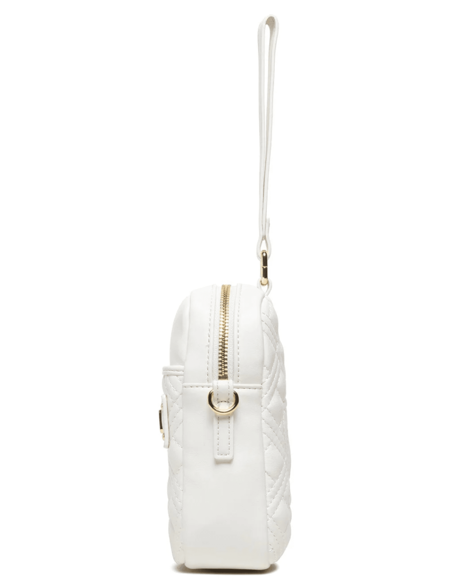 Side view of Love Moschino Quilted Crossbody Bag White