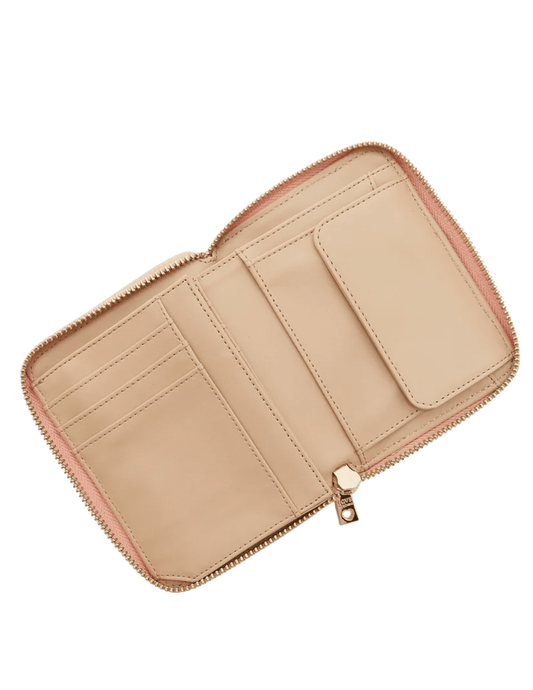 Open inside view of Love Moschino Small Zipper Wallet Light Pink