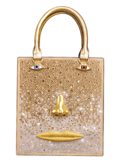 MAISON VERROU Celeste Gold Rhinestone Face Handbag | Steven Dann