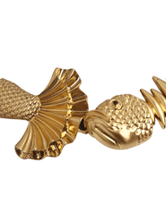 Close-up of the gold-tone fish head and tail buckle on the MAISON VERROU Le Poisson Stretch Belt