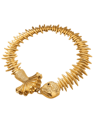 Flat view of the MAISON VERROU Le Poisson Stretch Belt showcasing the sculptural fish buckle and stretch design