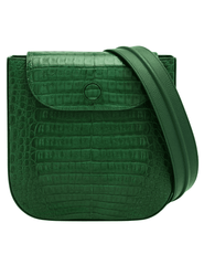 Maria Oliver Ada Crossbody Bag in emerald green caiman crocodile leather