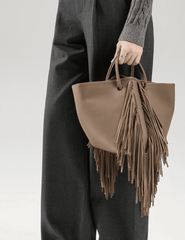 Austin Blaze taupe leather crossbody bucket bag