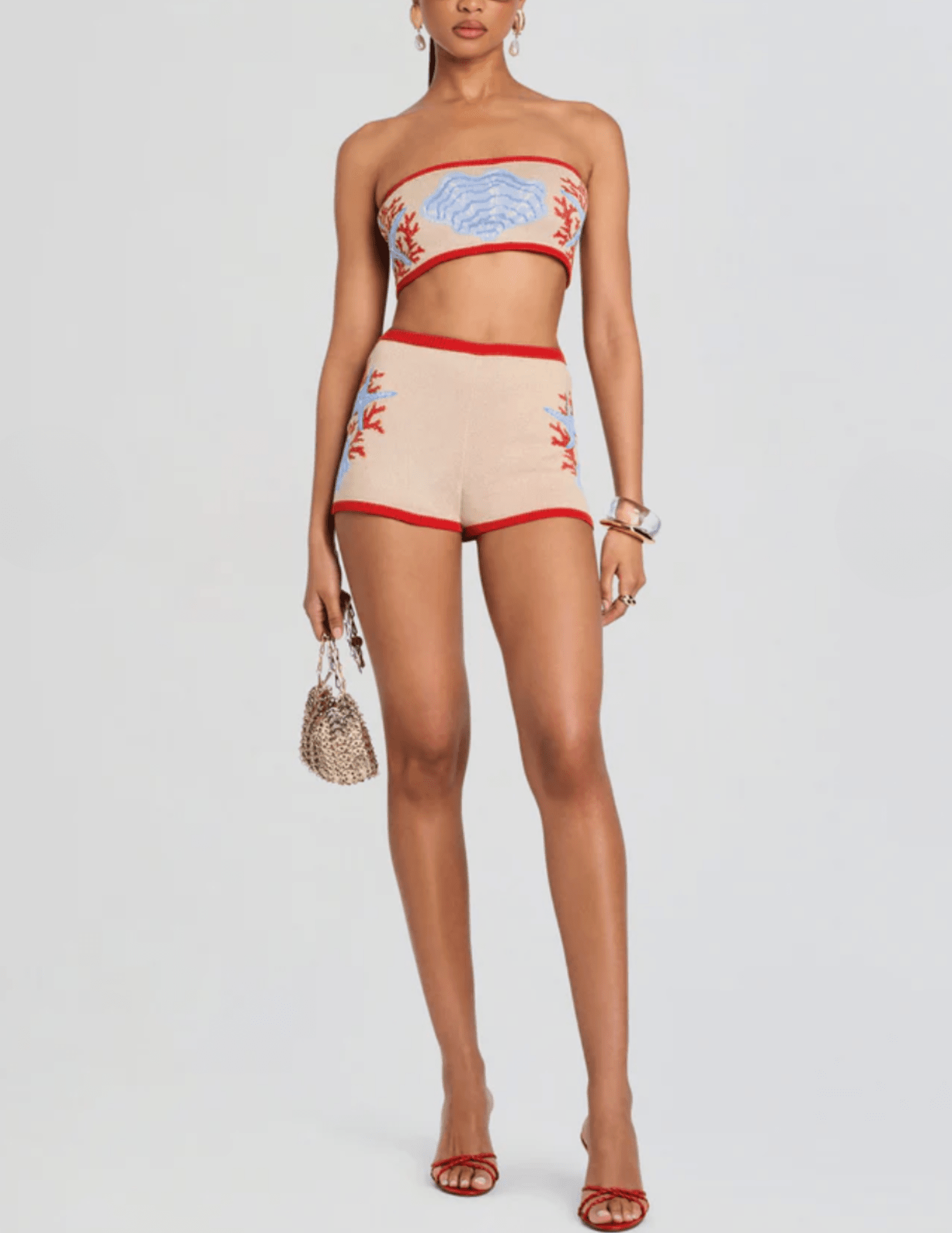 Retrofête Aralyn Jacquard Knit Bandeau in Sand Multi front view