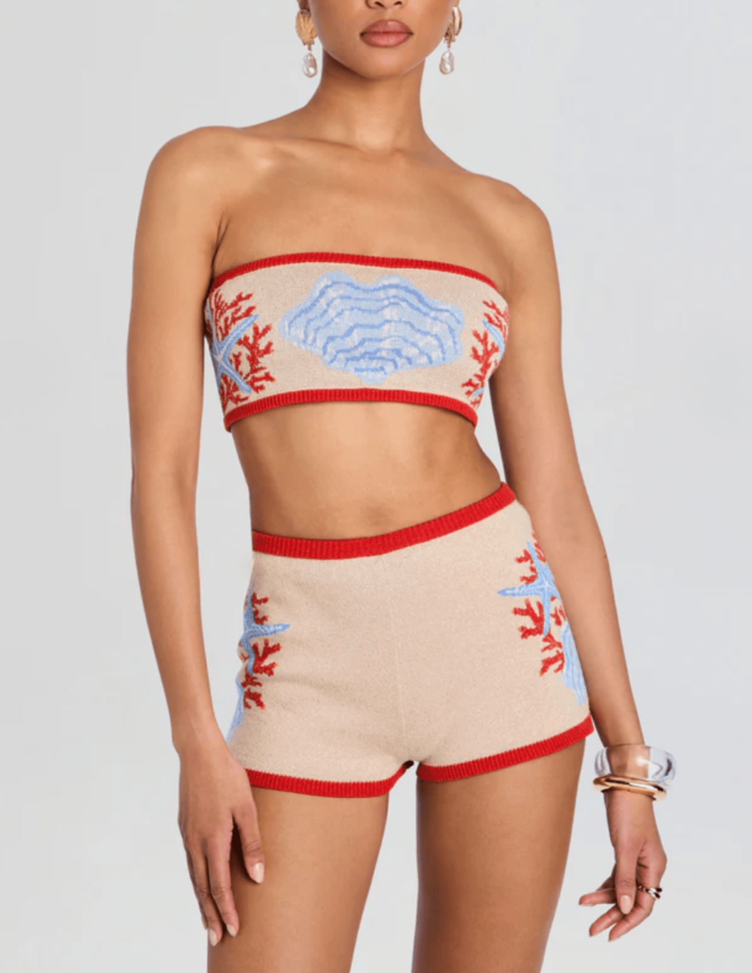 Retrofête Aralyn Jacquard Knit Bandeau in Sand Multi front