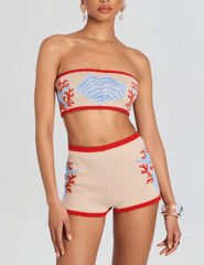 Retrofête Aralyn Jacquard Knit Bandeau in Sand Multi front
