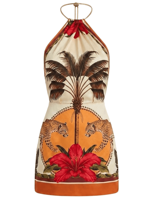Retrofête Cymbeline halter mini dress tropical print 
