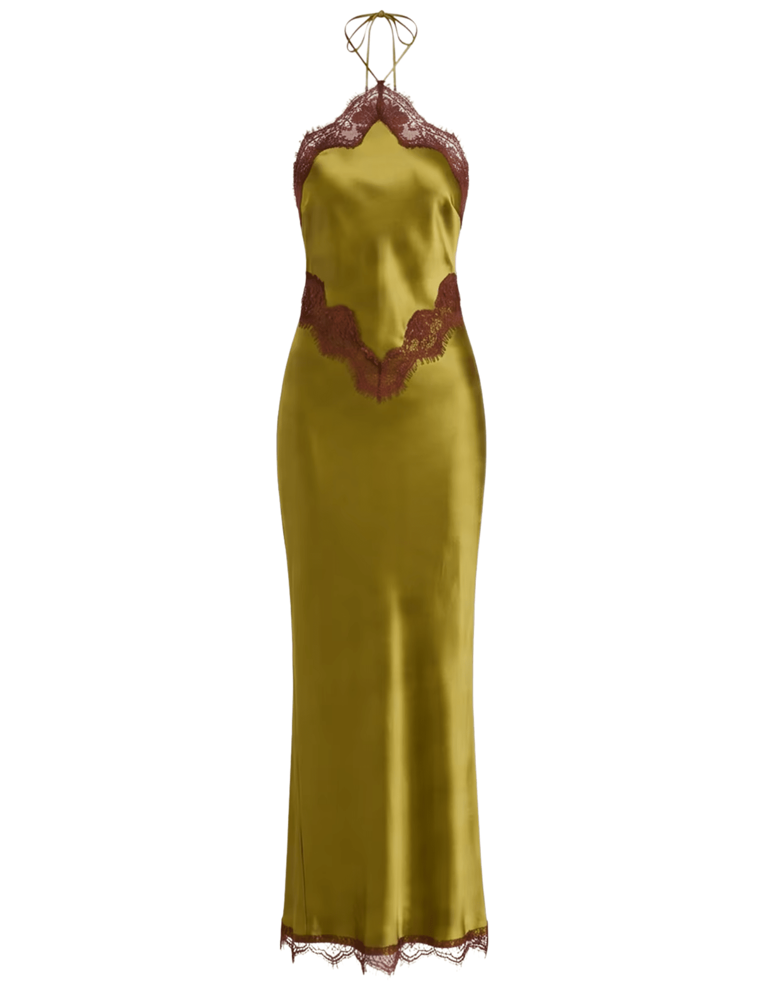 Retrofête Everly Lace Trim Gown in Basil & Cigar