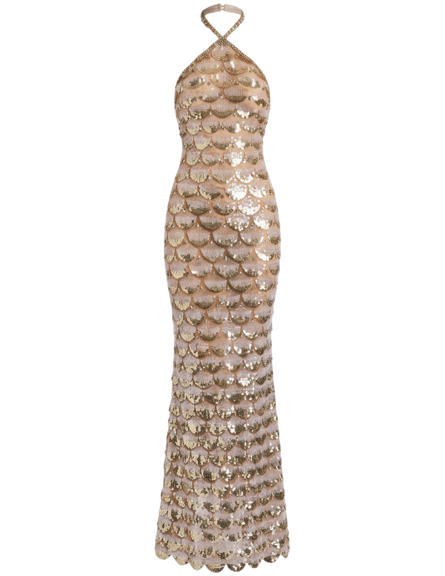 Retrofête Genovia embroidered maxi dress nude champagne