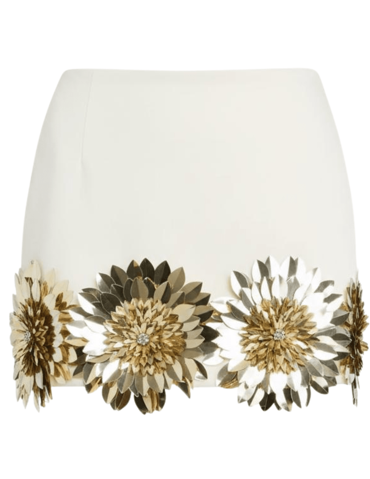 Retrofête Gitte embellished mini skirt in cream with gold floral detailing