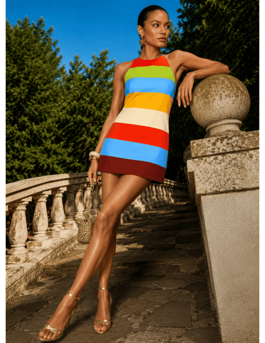 Retrofête Lanny Mini Dress in Multi Stripe