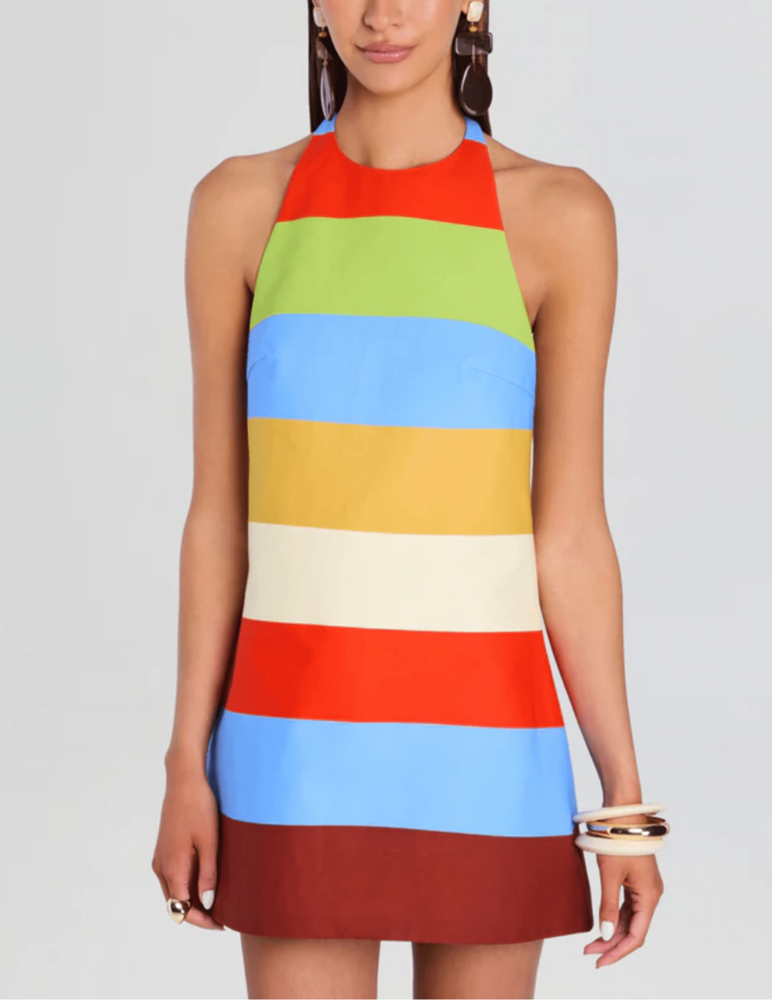 Retrofête Lanny Mini Dress in Multi Stripe front