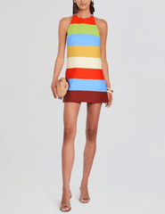 Retrofête Lanny Mini Dress in Multi Stripe full body view