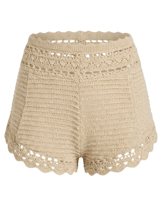 Retrofête Margo metallic crochet shorts ivory 