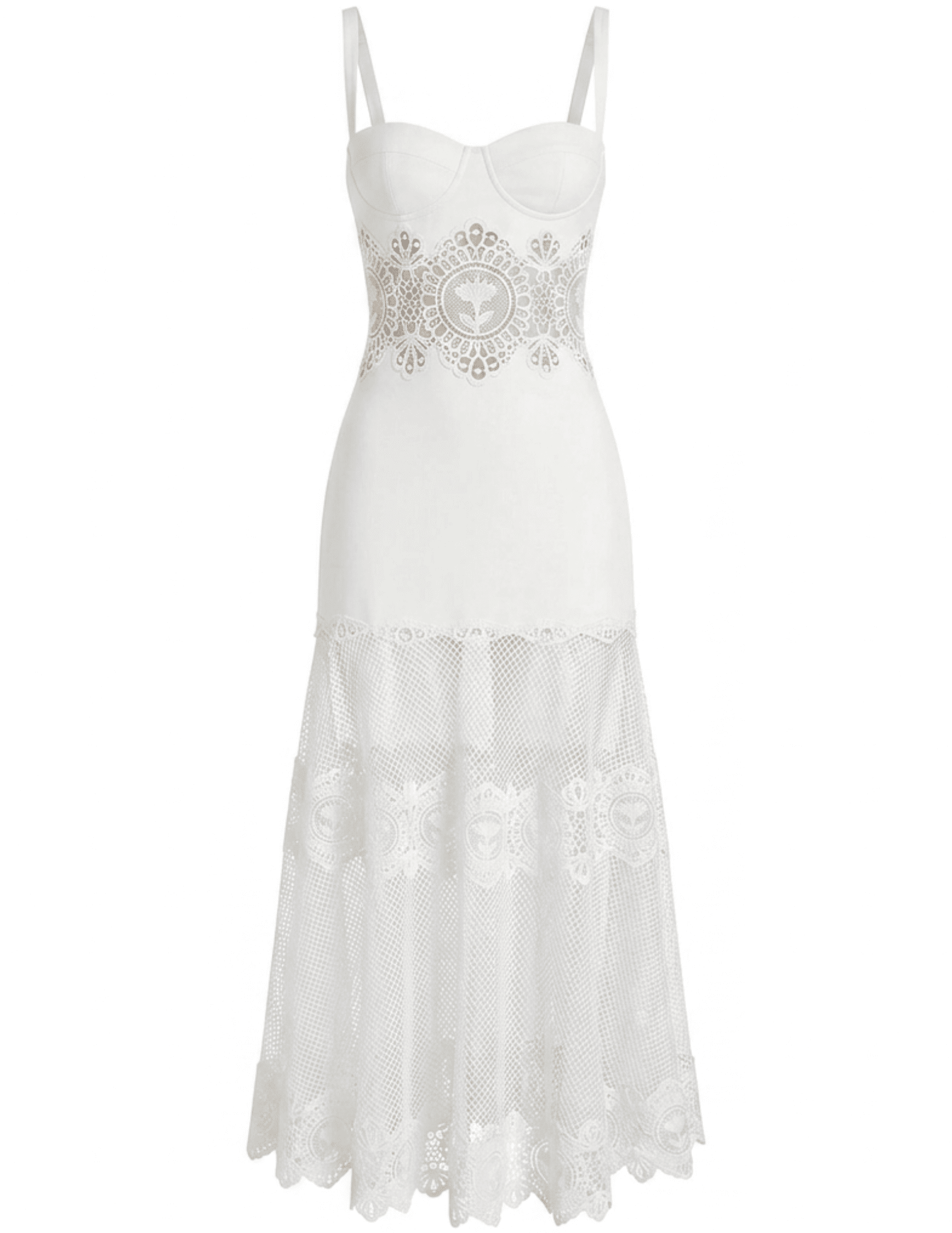 Retrofête Olenna ivory midi dress with lace details 