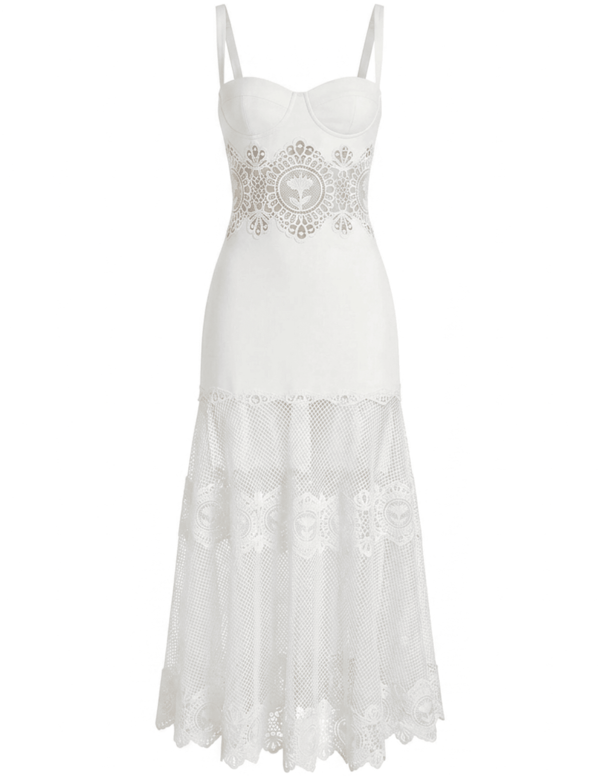 Retrofête Olenna ivory midi dress with lace details 
