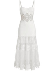 Retrofête Olenna ivory midi dress with lace details 