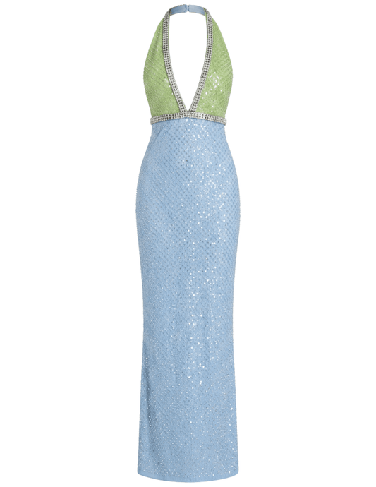 Retrofête Pixi Embroidered Halter Dress - Buy Online